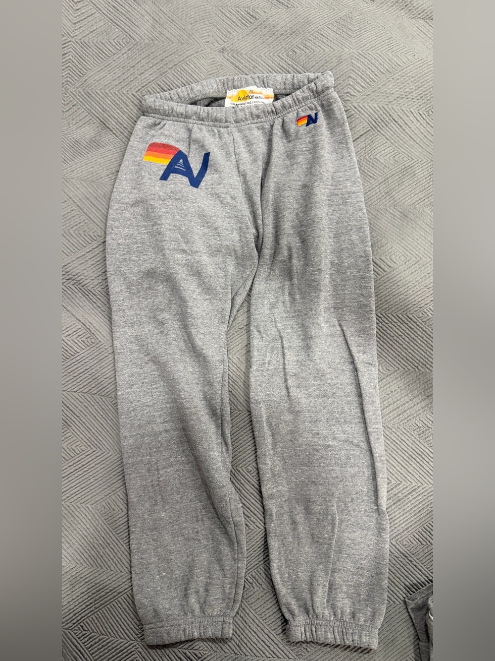 Aviator Nation Grey Sweatpants with Rainbow 'AV' Logo M